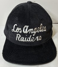 Vtg Los Angeles Raiders Starter Corduroy Snapback Hat Cursive Spellout NFL CLEAN picture