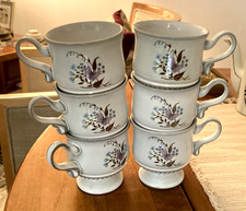 VTG Denby LORRAINE Stoneware Footed Tea Coffee Cup Set Of 6 Made In England EUC picture