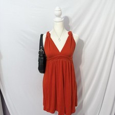 VTG Y2k Red Mini Criss Cross V Neck Sundress Size L picture