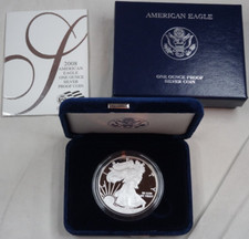 2008-W Proof American Silver Eagle Dollar $1 Box & COA US Mint Bullion OGP picture