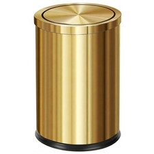 Stainless Steel Gold Trash Can With Flipping Lid 2.4gallon Fingerprintproof Garb picture