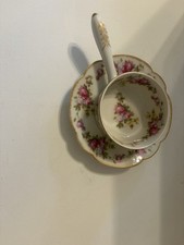 Antique T&V Limoges France Handled Ramekin & Plate Set E.Vail Wichita KS Roses picture