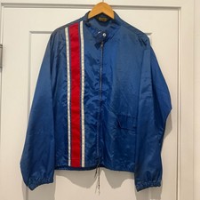 Swingster Vintage 70s  Racing Stripe Windbreaker Jacket Size L Blue picture