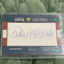 Bake McBride TRISTAR Obak Autographed Index Card 02/25 NL Rookie Champion rare picture
