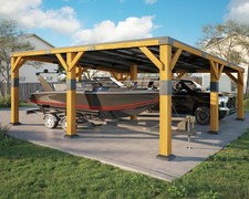 Jocisland 20x20x9.2 FT Heavy Duty Cedar Wood Carport for 2 Cars picture