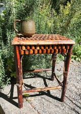 Vintage Rustic Bamboo Stand Twig Plant Stand Table Boho Decor 18” Tall picture
