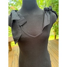 Maeve by Anthropologie Black Ribbed Tie Shoulder V-Neck Tank Top XS NWT picture