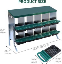 GRAVEE Chicken Nesting Box 10 Compartment Roll Away Laying Box Metal Leg picture