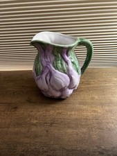 Vintage Italian Majolica Style Purple Garlic Bulb Ceramic Pitcher picture