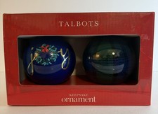 Talbots Joyful Christmas Keepsake Ornaments Set Of 2 New In Box picture