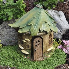 Woodland  Knolls Forest House by Fairy Homes Gardens Leaf Roof Whimsical 9 in  picture