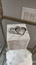 VTG Isabella Adams Mother Of Pearl silver hearts wedding engagement ring box  picture