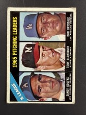 1966 Topps NL Pitching Leaders #223 Koufax/Cloninger/Drysdale EXC picture