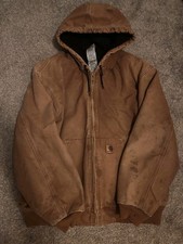 Vintage Distressed Carhartt J130 brown hooded work wear jacket Size XXL 04 picture