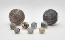 Antique German Handmade Glass Swirl Marble Lot of 9 - 2