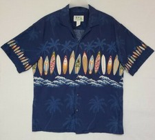 Vtg KY’s Hawaiian AOP Surf Boards Blue Camp Shirt Hawaii USA Mens Sz XL (ZE) picture
