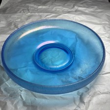 Gorgeous Vintage Fenton Stretched Glass Celeste Blue 9.75” Cupped Console Bowl picture