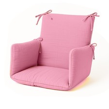 Pink Organic Cotton Baby High Chair Cushion Cushioning Made in France picture