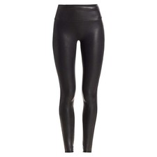 Spanx Faux Leather Leggings Black High Waisted Shaper Pants Large picture