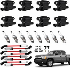 24pc Tune-Up Kit UF413 Ignition Coils Spark Plugs Wires For Chevy GMC V8 picture