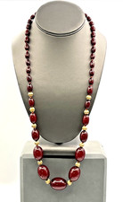 Vintage Faturan Cherry Amber Bakelite Bead Necklace 59.8 grams 27