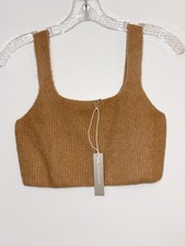 Everlane Tan Cropped Tank Top Women Medium Cozy Stretch Cami Wool Yak picture