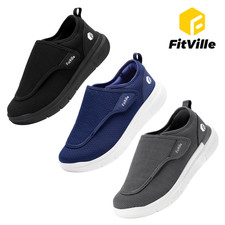FitVille Men's Extra Wide Diabetic Slip On Walking Shoes Swollen Feet Adjustable picture