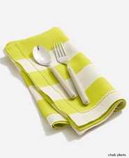 J.CREW NEW Set of 4 Linen Napkins Cabana Stripe Brilliant Citrus✨Limited Edition picture