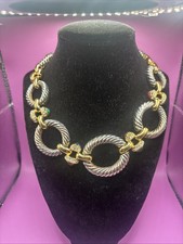 Vintage Signed Givenchy Gripoix Glass Cabochon Necklace Two Tone Rhinestone Read picture