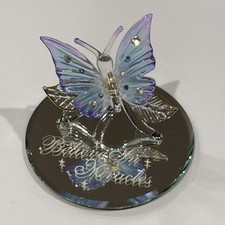 Glass Baron Believe Glass Butterfly on Mirror Base “Believe In Miracles” Crystal picture