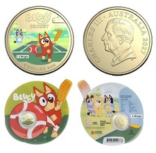 Australia 2027 $1 Bluey Cricket.  Coloured Uncirculated Coin . SENT TRACKED picture
