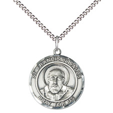 Pewter Medium Saint Francis de Sales Medal Pendant 18