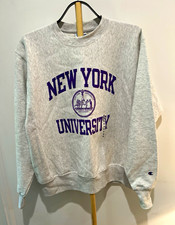 Vintage Champion Reverse Weave NYU Sweatshirt Mens M Gray Purple University picture