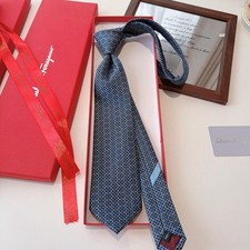 Salvatore Ferragamo Men Silk Tie，Blue Interlocking Pattern picture