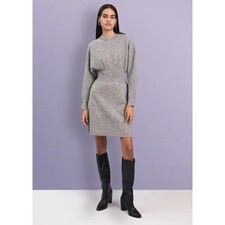 Derek Lam 10 Crosby Aisha Sweater Dress Gray Wool Blend Batwing Snatch Waist M picture
