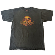 Vintage Harley Davidson T-Shirt Mens Sz L Black Biker Eagle Kutter Janesville WI picture