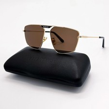 Balenciaga BB0246SA Navigator Sunglasses Gold Metal Brown Lens Urban Style picture