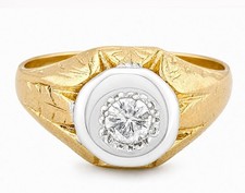 GENUINE 0.38 Cts DIAMOND MEN'S SOLITAIRE RING 14K GOLD - NEW WITH TAG picture