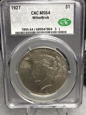 1927 P Peace Silver Dollar CAC Green Bean MS-64  picture
