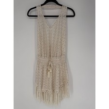 RAMY BROOK ERMINA ZIG ZAG MINI DRESS COVER UP SMALL CREAM BEACH COASTAL BOHO picture