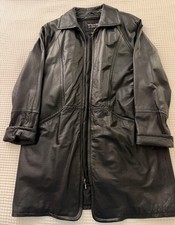 Wilsons Black Leather Women's Size L Mid Length Zip Jacket Thinsulate Liner VGC picture