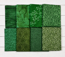 8 Dark Green Fat Quarters ~ Tonal Blender Quilt Fabric picture