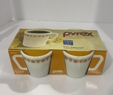 Vintage Pyrex 1410-4 9 Oz Coffee Mug Set Of 4 Butterfly Gold New In Box picture