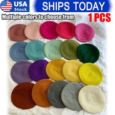 Women Casual Beanie Wool Beret Classic Elegant French Style Solid Color Hat picture