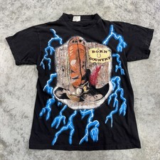 Vintage Born Country Shirt Mens Large Lightning Cowboy Boot American Thunder 90s picture