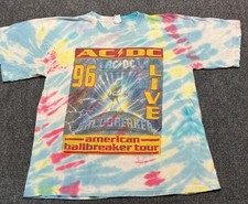 🔥 RARE AC/DC Live '96 Ballbreaker American Tour Tie Dye T-Shirt Size L 🔥 picture