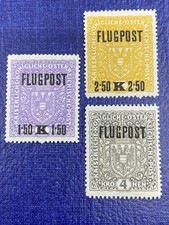 Austria 1918 Flugpost Airmail Stamp Set Scott C1-C3 Complete Mint Unused. picture