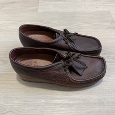 Vintage Clarks Wallabee Shoes Originals Mens Sz 9 Leather Moc Toe Pebbled Brown picture