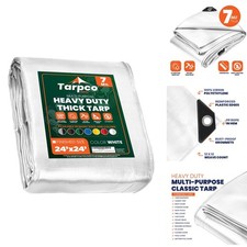 Tarpco Safety TS-204-24X24 7 Mil Poly Tarp White 24' X 24' for Roof Camping picture
