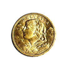 1915 Swiss 20 Francs Fine Gold Coin 